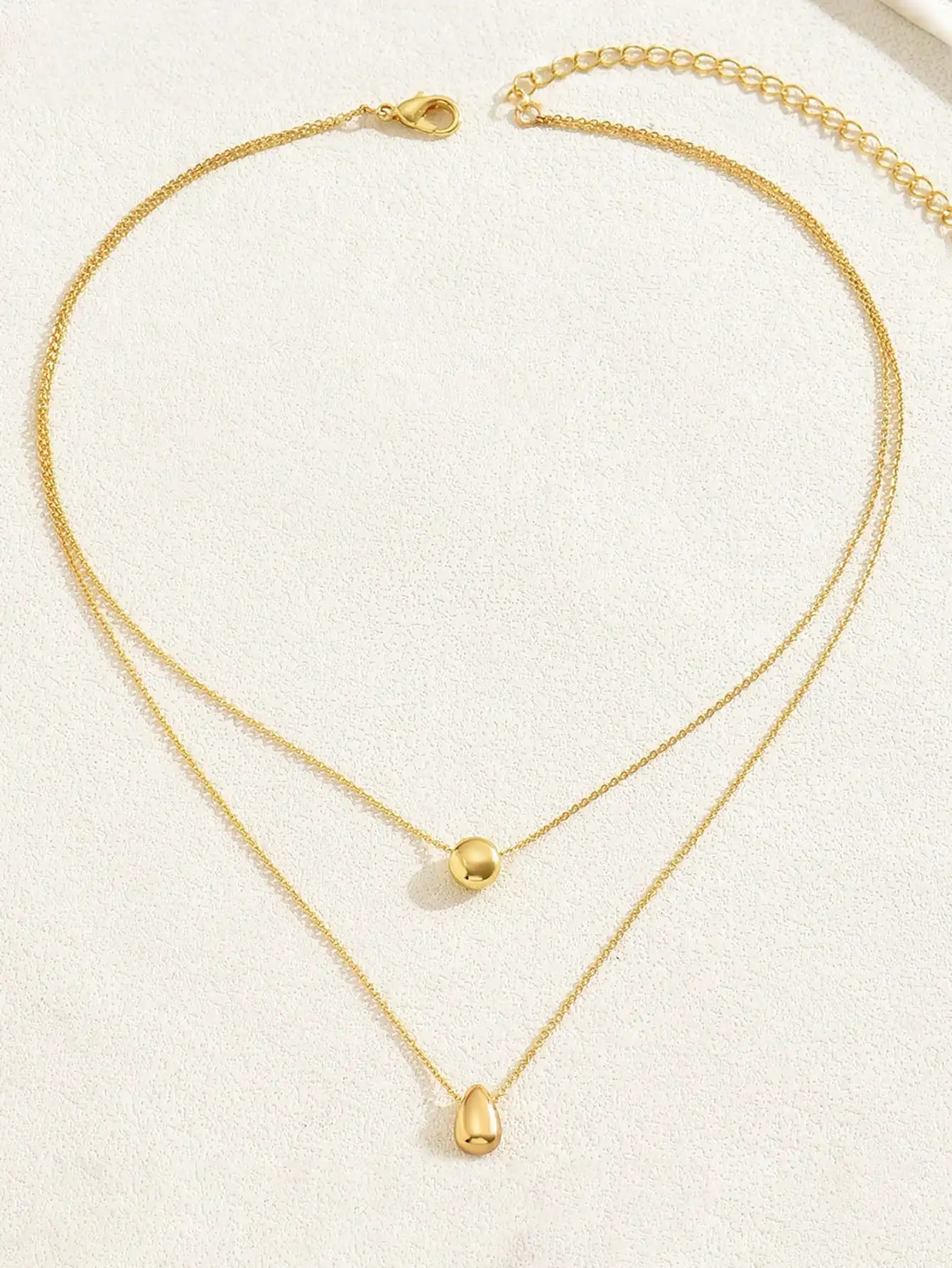 1pc Niche n Double Layer Water Drop Beaded Stainless Steel Necklace For Women Minimalist Style Womens Party 260327