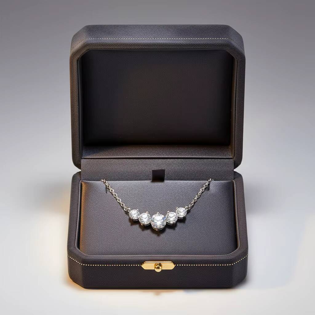 S925 17 Karat D Moissanite Necklace Women Female Simple Smile Seven Princess Pendant Wedding Suitable Made 925 Sterling Silver