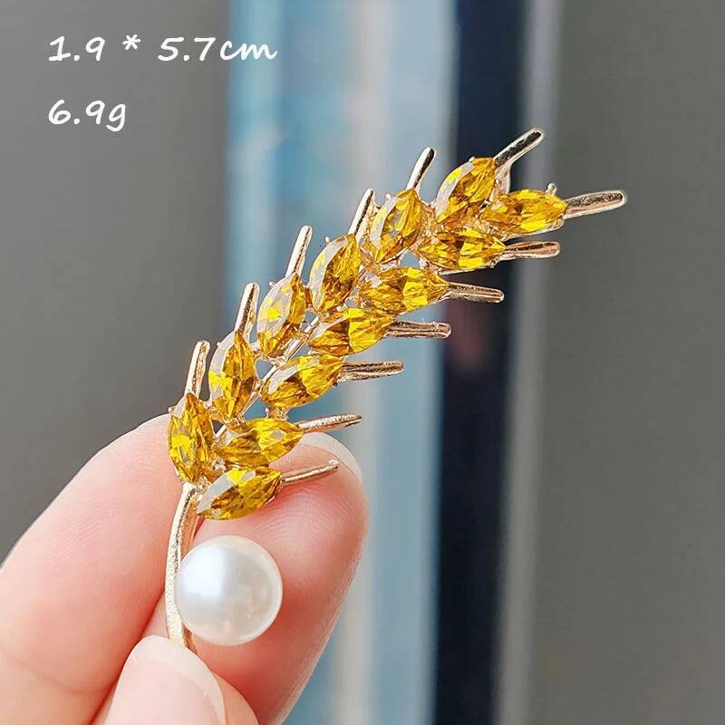 Rhinestone Sunflower Brooches For Women Unisex Enamel Wheat Flower Party Casual Brooch Pin Clothes Office Fashion Jewelry Gifts