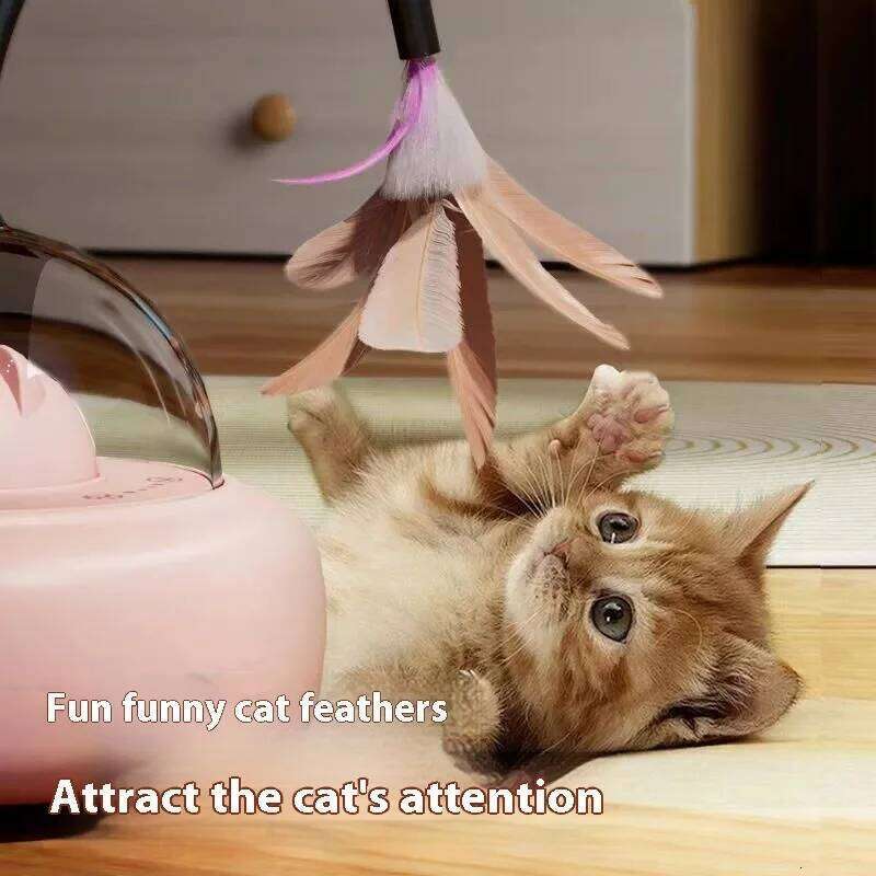 Smart Interactive Red Dot Laser Obstacle Avoidance Training Pet Toys USB Charging Replaceable Feather Cat Teaser Toy