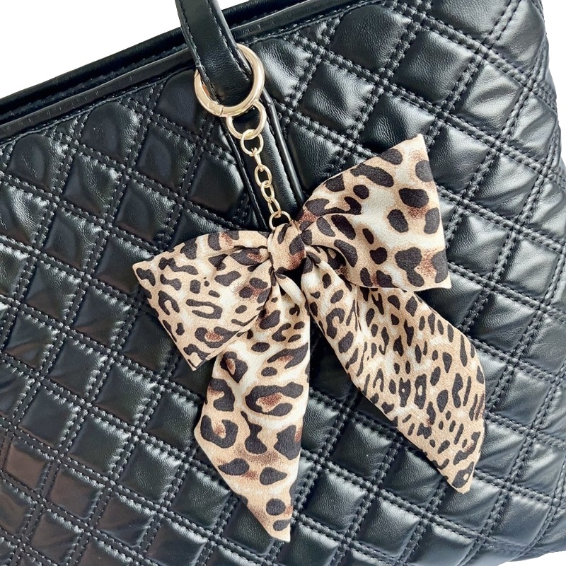 Keychain Print birthday gift Bow Fashion Leopard Fabric Scarf Bag Charm Creative Pendant Exquisite Accessory Ideal Gift for Women