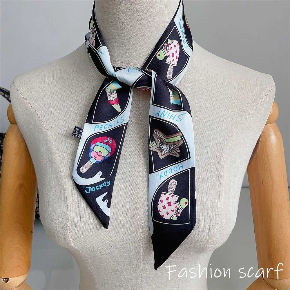 Four Seasons Fashion Versatile New Van Gogh Classic Oil Painting Series Ladies Decoration Twill Long Strip Silk Scarf Tie Ribbon X260328