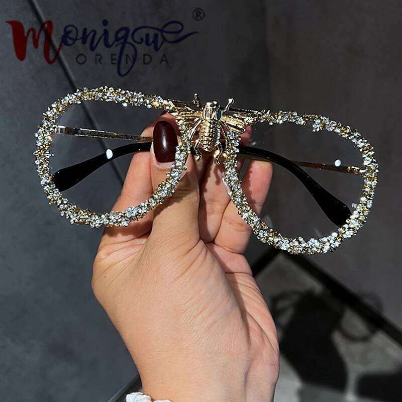Luxury Bee Women Metal Frame Rhinestone Vintage Ladies Sun Glasses Mens Sunglasses Fashion Shades lentes de sol 26Y0330