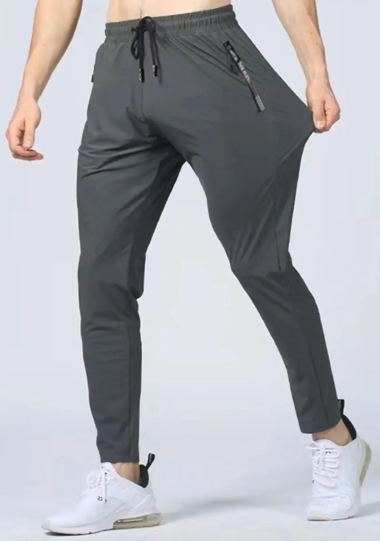Mens Quick-drying Breathable Waist Drawstring Joggers Chic High Stretch Sports Pantst For Fitness 260327