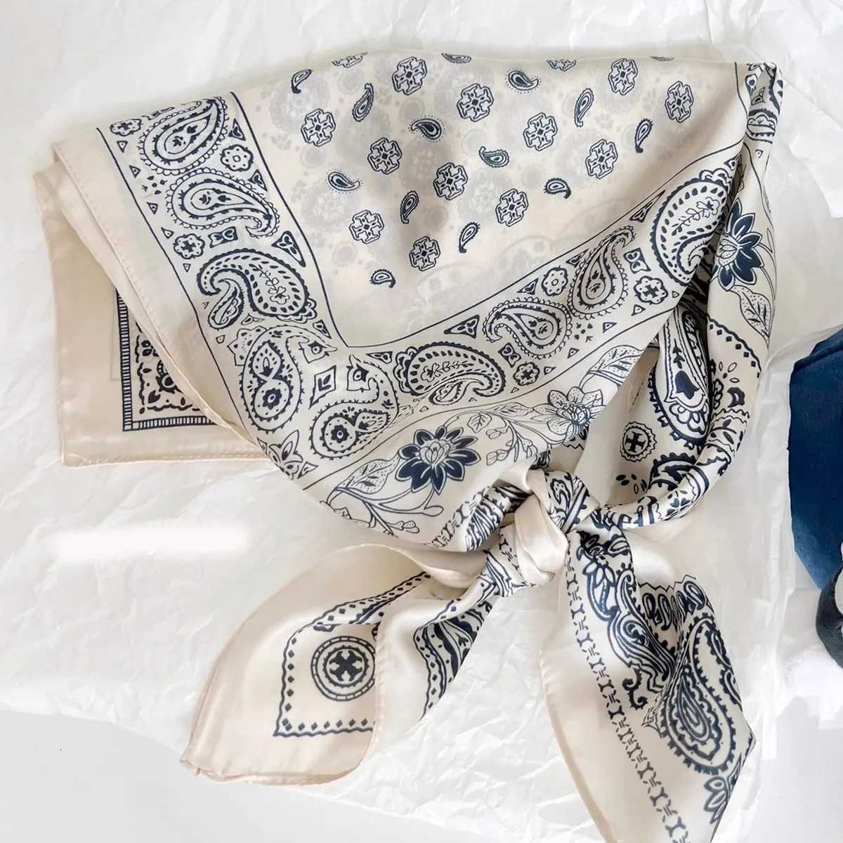 Paisley Print Square Scarf - Spring Vintage Style Womens Head Wrap Neck Scarf All Season Accessory Z260330