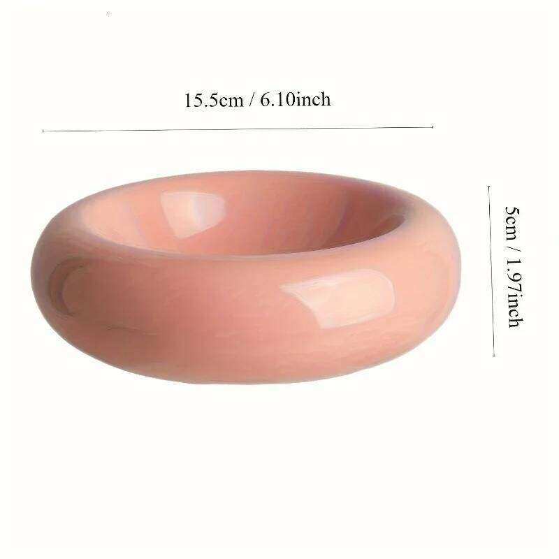 Ceramic pet donut dispenser, Dudu cat food spill proof water bowl, snack bowl 26W0330