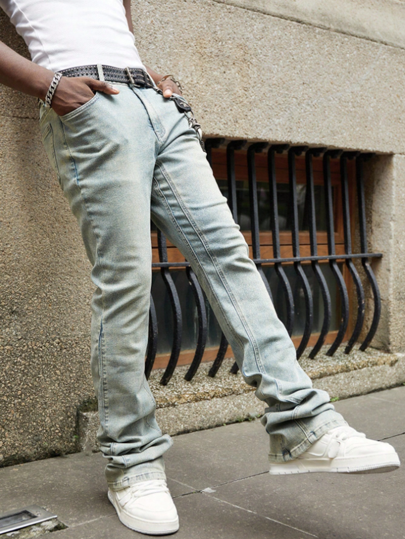 Contemporary Stylish Men's Vintage-Inspired Indigo Jeanwear for Casual Elegance Model H258