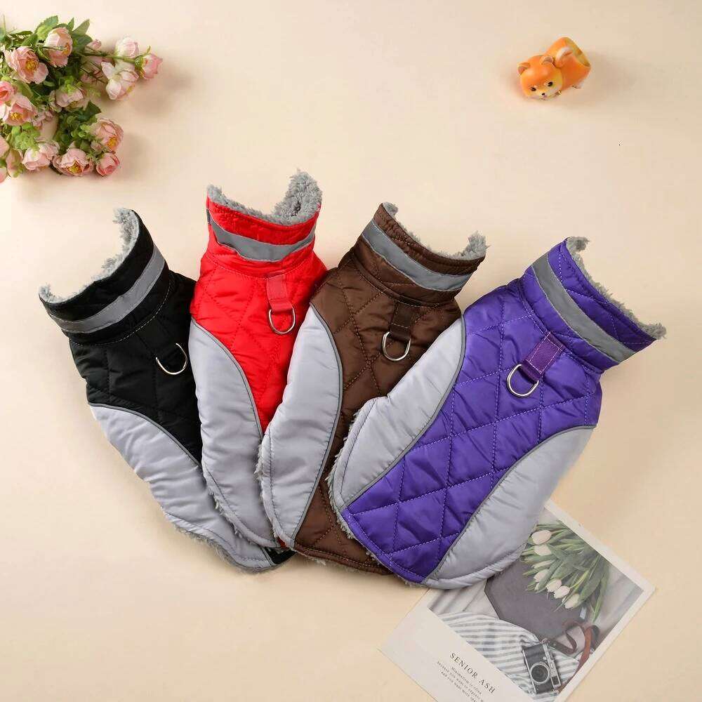 Windproof Big Pet Dog Jacket Coat Winter Warm Fleece Clothes For Small Large Dogs Cats Reflective Golden Retriever Pug Clothing