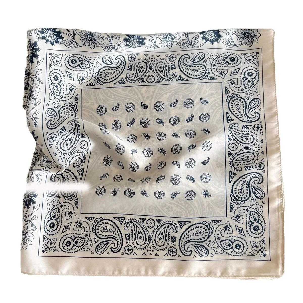 Paisley Print Square Scarf - Spring Vintage Style Womens Head Wrap Neck Scarf All Season Accessory Z260330