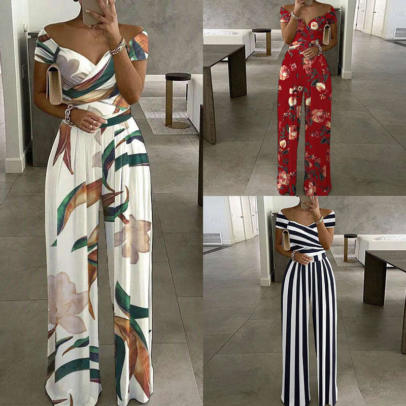 2026 Sprin New Collection: Cross-Border European American Forein Trade Women's Clothin - Eleant and Stylish Loose-Fit Printed Wide-Le Jumpsuit fo
