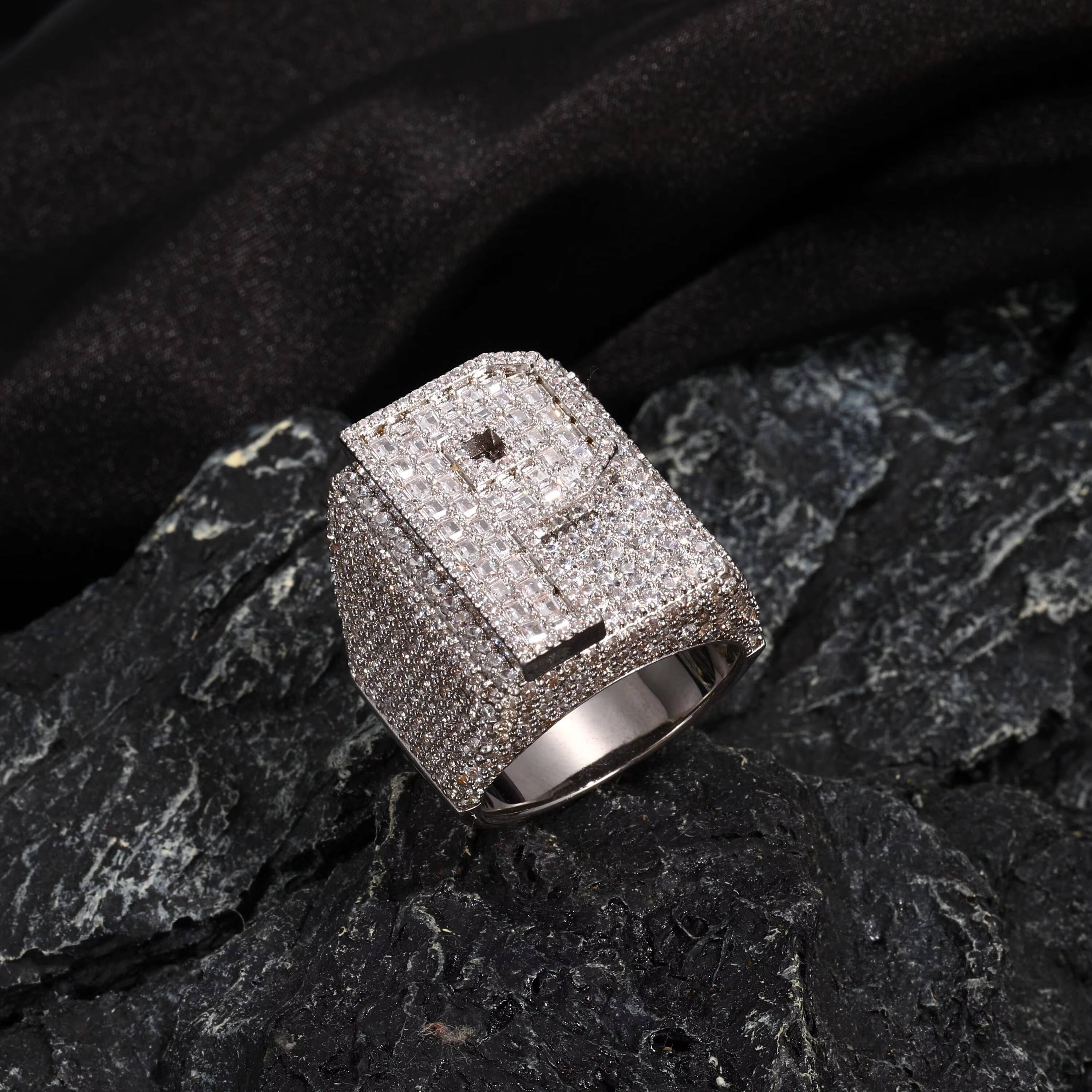 Custom Letter Number Ring Iced Hip Hop Ring VVS Moissanite Diamond 925 Sterling Silver GRA Certified Unisex Wedding Party