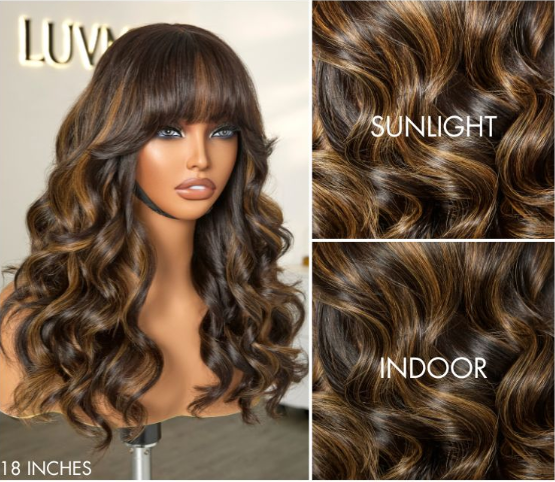 Highlight Blonde Short Bob Lace Wig With Bangs Body Wave Human Hair Wigs Brazilian Remy Hair 13x4 HD Lace Wigs Loose Wave Wigs Glueless Pre Plucked We