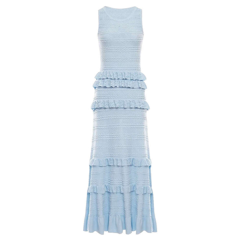Summer new designer X21 high-end quality pleated lace elegant slim fit sleeveless long skirt 2026