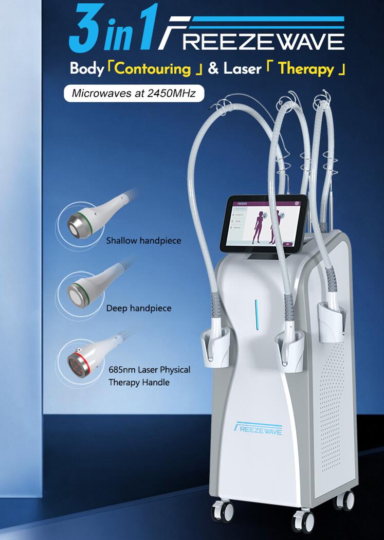 Upgrade 3 in 1 Vertical 2.45GHz Microwave freeze wave Therapy Machine face lifting Anti-Aging Slimming skin Lifting Weight Loss shaping beauty Machine