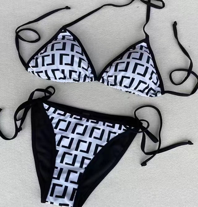 Women Designer Halter Bikini Summer Lightweight Sexy Letter Prints Beach Swimsuit Stretchy Two Piece Swimwear