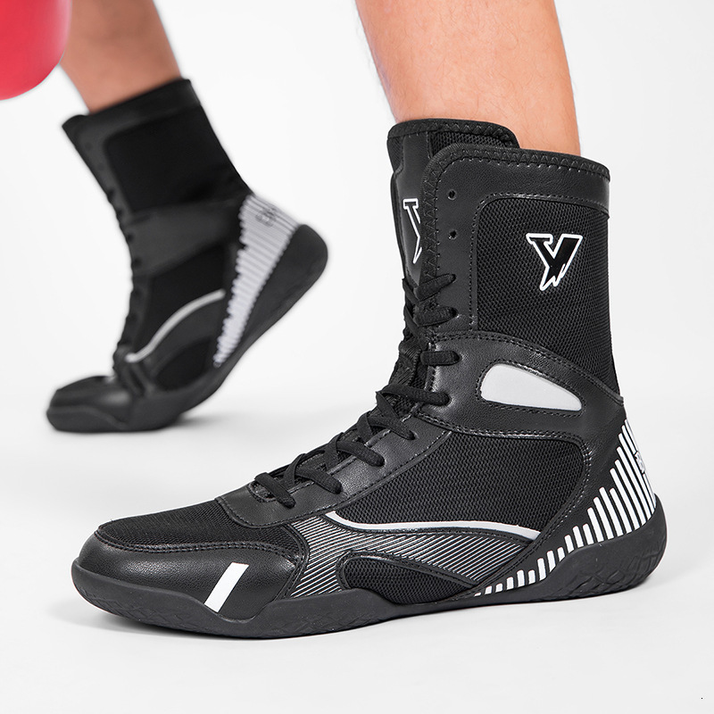 TaoBo Pro Kid Women Boxing Shoes Solid High Top Light Fighting Training Shoes Size 33 Rubber Outsole Breathable Wrestling Boots 240619 - view 4