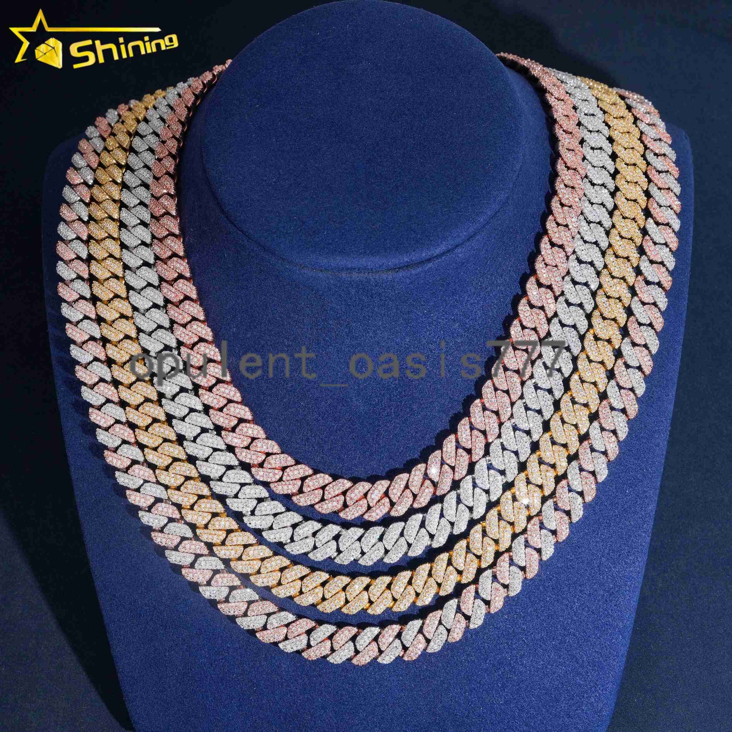Pass Tester VVS Moissanite Lab Diamond Silver 925 Necklace Hip Hop Iced Out Jewelry 10mm Miami Cuban Link Bracelet Chain
