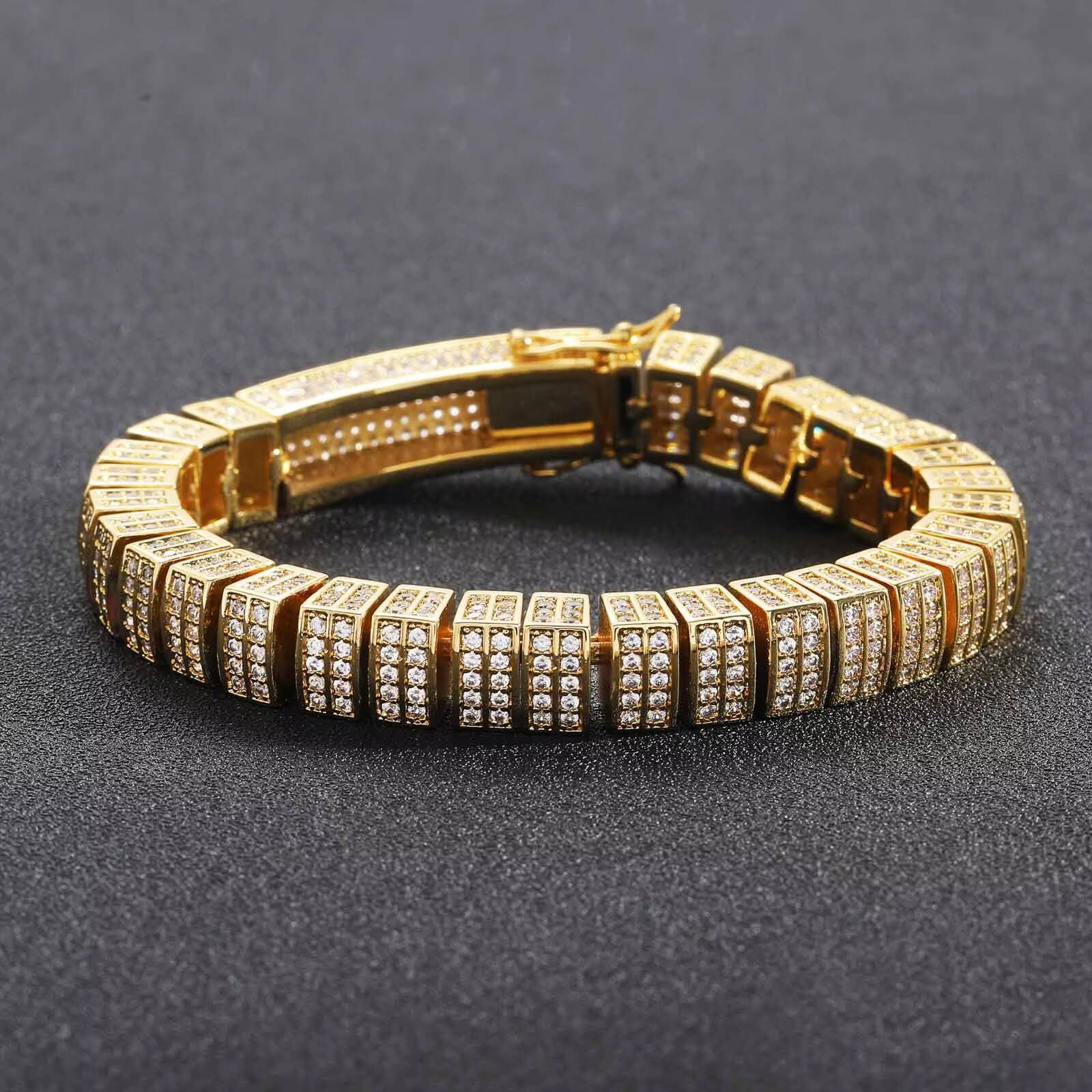 New 10mm Chain Hip Hop Bracelet with Micro Inlaid Moissanite Cuban Chain Personalized Trendy Brand Mens Chain Accessory Gift