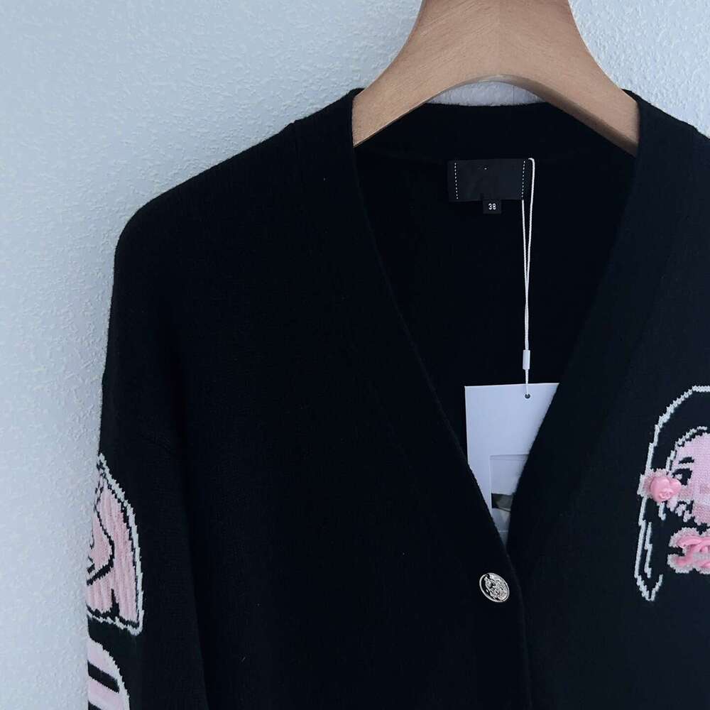 Style High Version Early Autumn New Micro Label Cartoon Jacquard V-Neck Long Sleeve Knitted Cardigan Top Qipao Hanfu Silk