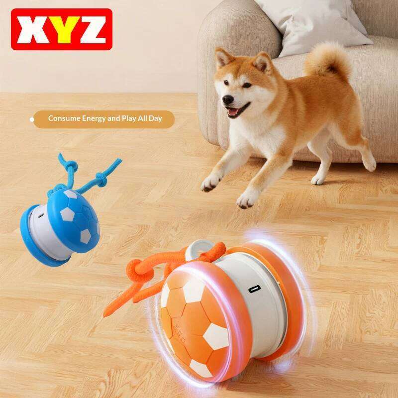Smart Interactive Football Rolling Ball With Motion Activated Automatic Moving Dog Toy Balls Puppy Chew Toys Knot Rope
