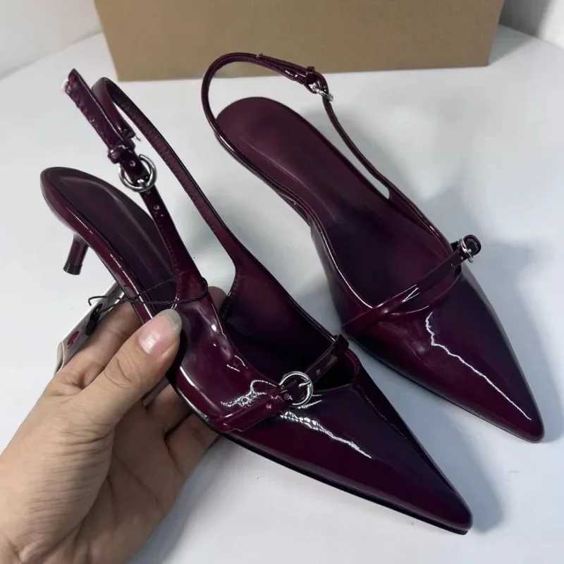 Pointed Toe Buckle Strap Ladies Sandals Solid Shallow Fashion Sexy Party Slingbacks 2025 Summer High Heeled Shoes Woman Z260330