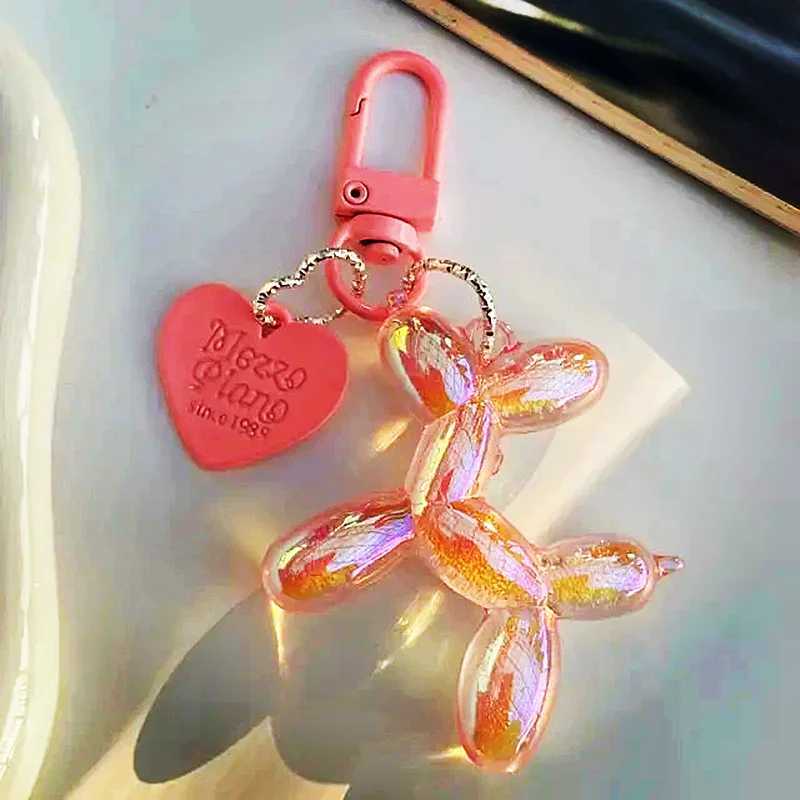DIY Candy Color Sweet Resin Balloon Dog Keychain for Women Girls Animal Shaped Phone Chain Key Buckle Accessories Bag Pendant Z260330