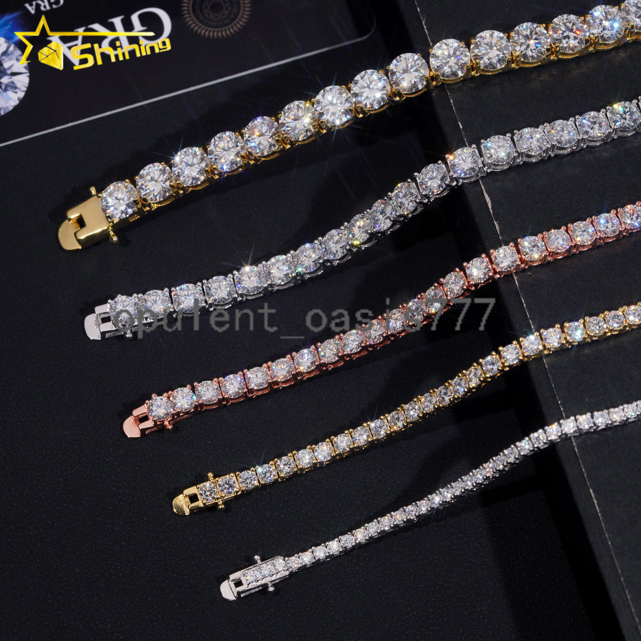 Best Selling GRA Certificated VVS Moissanite Tennis Chain 925 Silver 2mm 3mm 4mm 5mm Iced Out Moissanite Tennis Choker Necklaces