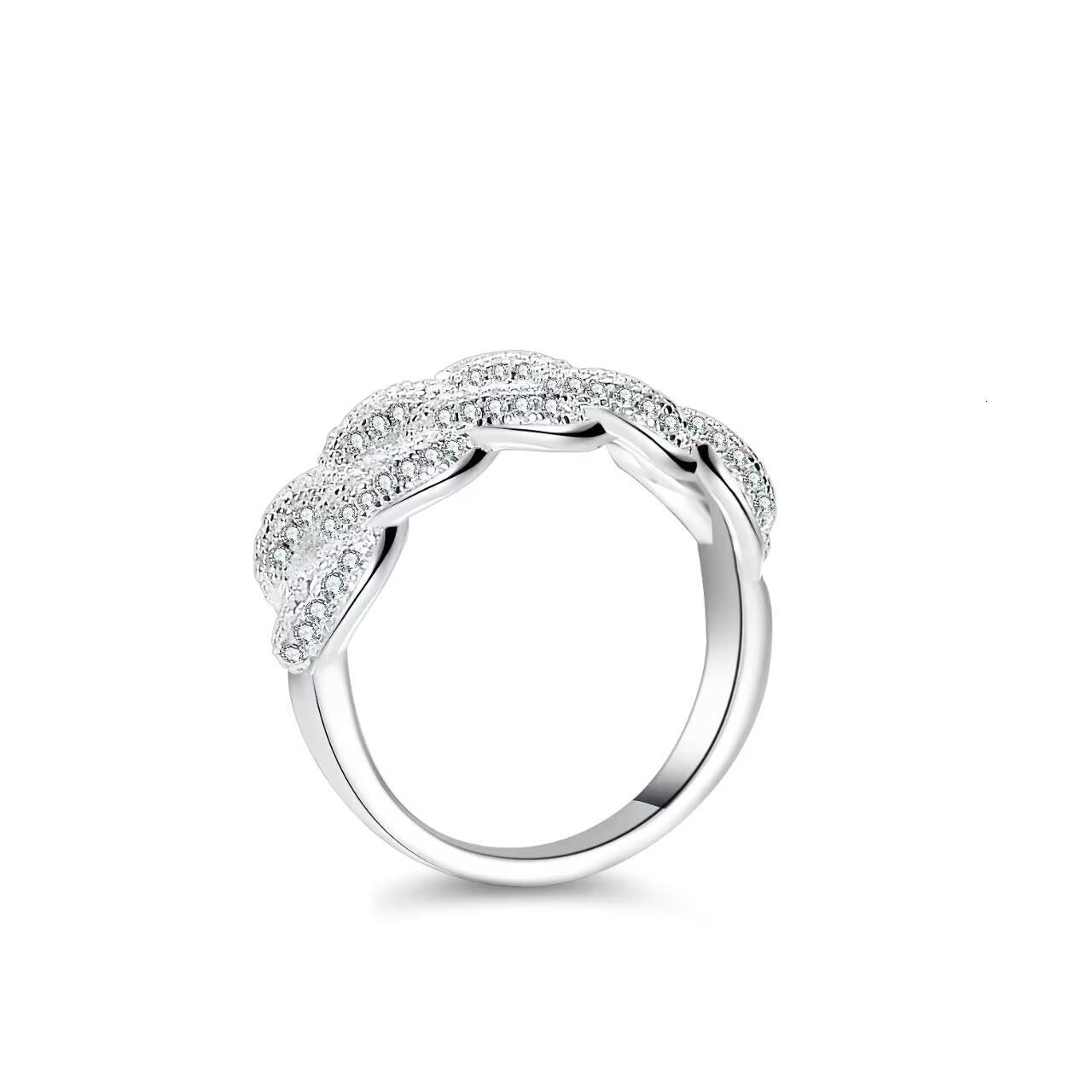 Hip Hop Fashion Mossanite Ring Fine Jewelry 925 Sterling Silver Ring VVS Moissanite Diamond Cuban Ring for Men Women