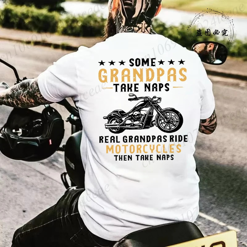 Mens TShirt Motorcycle Motorbike Casual Round Neck Top Tee GRANDPAS RIDE MOTORCYCLES Print Tshirt Graphic for Men 260312