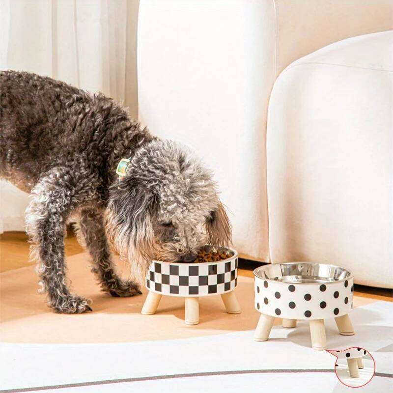 Elevated High Neck Pet Bowl Stand - Ergonomic Cat Dog Food & Water Feeder, Raised Dish for Comfortable Feeding 26W0330