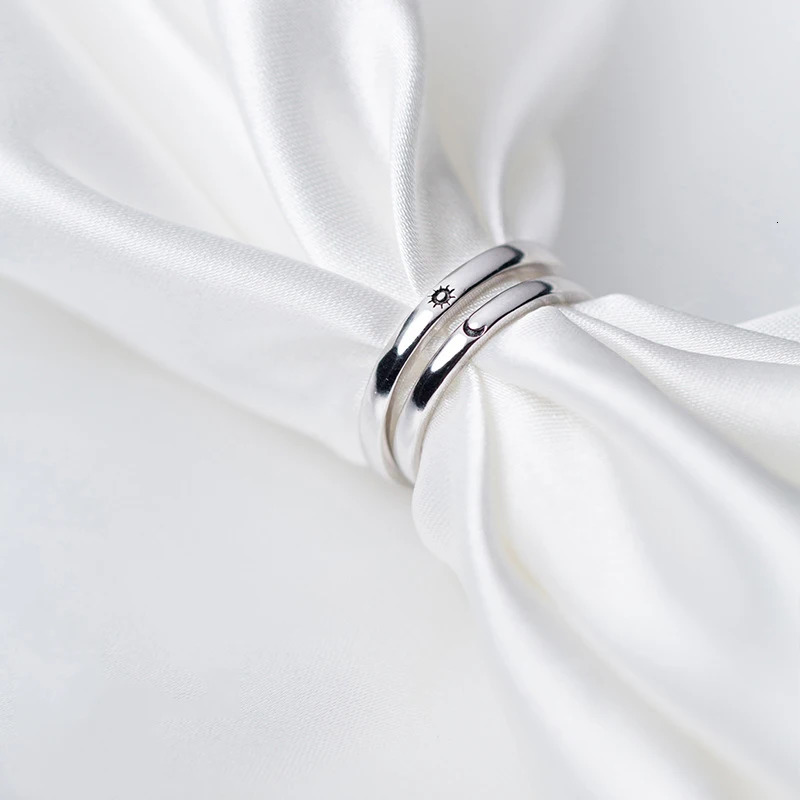 Modian Genuine 925 Sterling Silver Classic Romantic Adjustable Sun Moon Couple Lover Finger Ring For Women Wedding Jewelry 260324