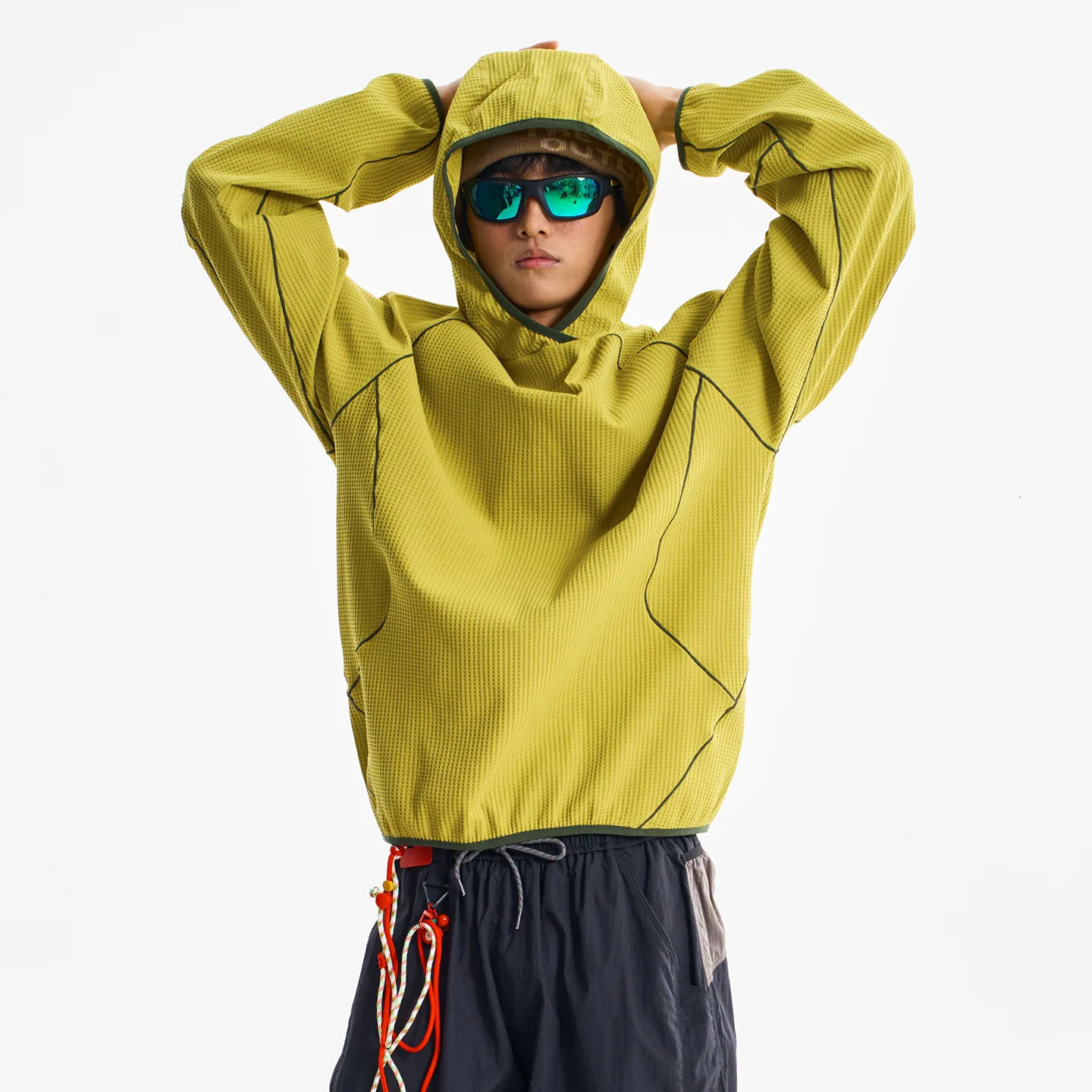 Quick - Dry Breathable Waffle Knit Hooded Sweatshirt for SpringSummer Outdoor Sports Unisex Hoodie 260327