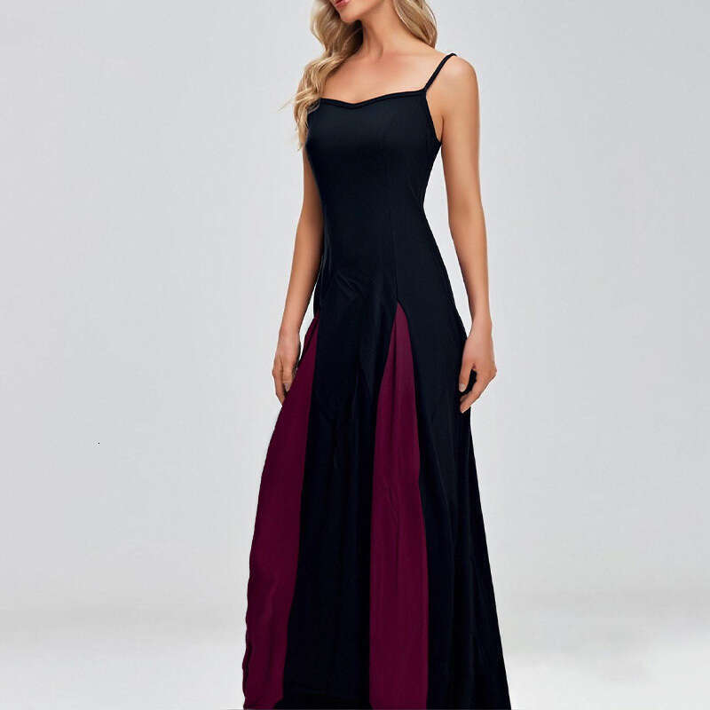 2026 Spring New Arrival: Cross-Border European and American Foreign Trade Women's Clothing - Elegant Casual Low-Neck Contrast Color Patchwork Str