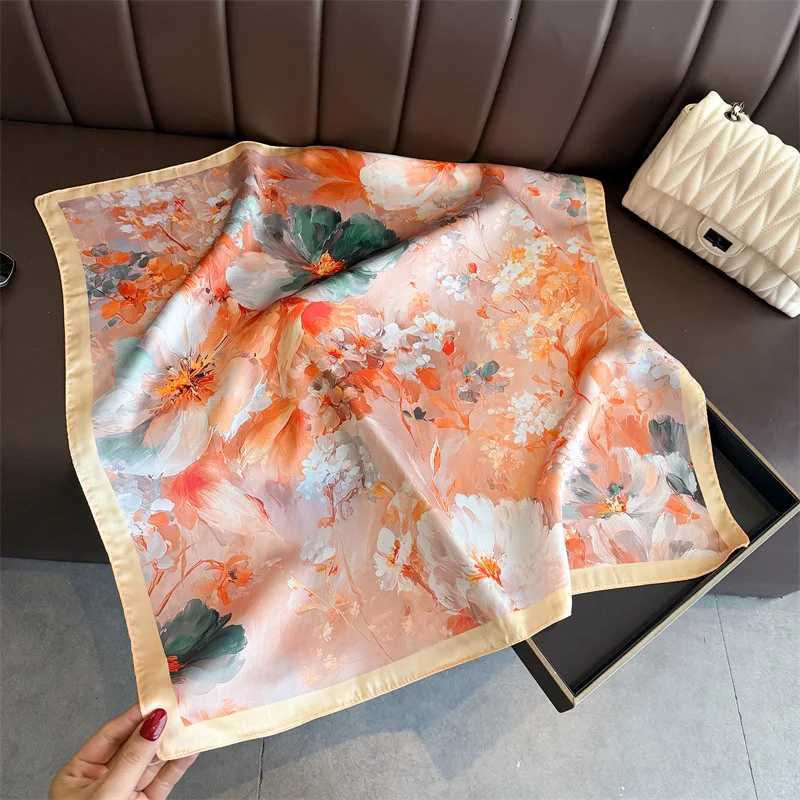 2026 New Floral Print Silk Square Scarf Wen scarf Soft Kerchief Scarves Hijab Fem All Seasons Decoration Neck Tie X260328