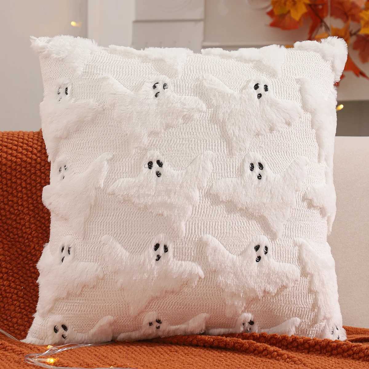 1 PC Halloween Decoration Throw Pillow Cover Pumpkin Ghost Quilting Plush Autumn Thanksgiving Harvest Home Living Room H260330 - view 3