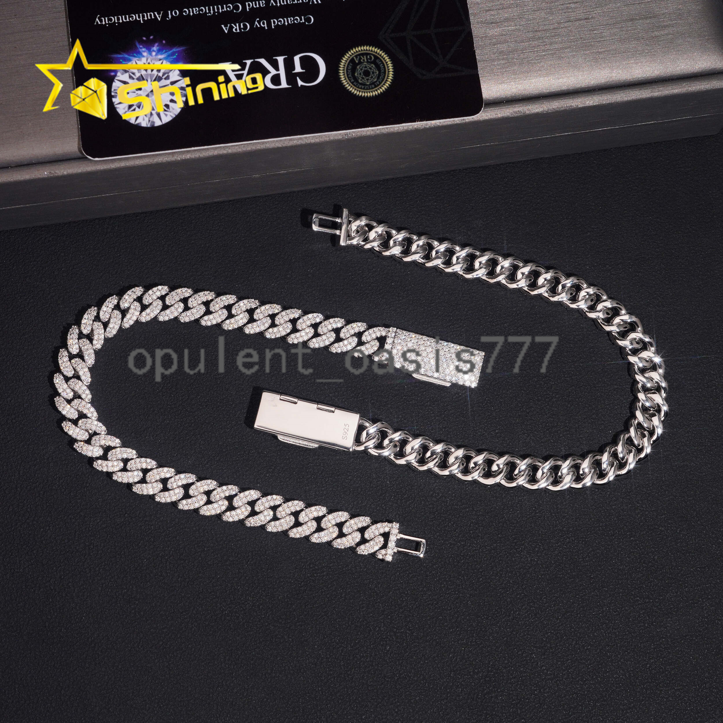 Hot Sale 8mm 2Rows VVS Iced Out Moissanite Cuban Link Bracelet Fine Jewelry Custom Men 925 Silver Bracelet GRA Certificated