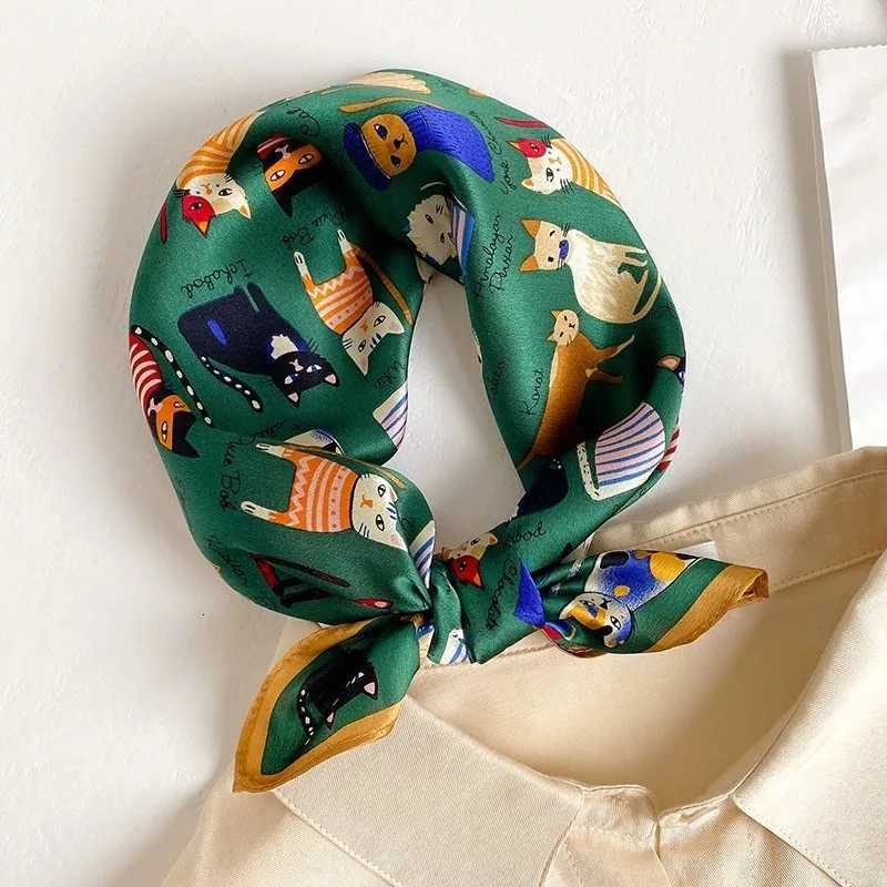 53cm Silk Printed Hijab Scarf for Wen Silk Floral Print Small Scarf Fashionable and Versatile Scarf Neck Protector Hijab X260328