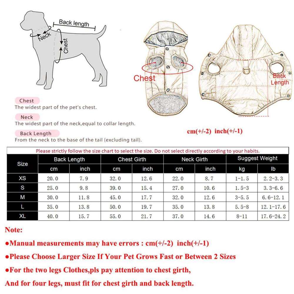 Hooded Coat For Small Medium Winter Windproof Pet Dog Clothes With D-ring Puppy Warm Clothing Cat Costumes Chihuahua Pug