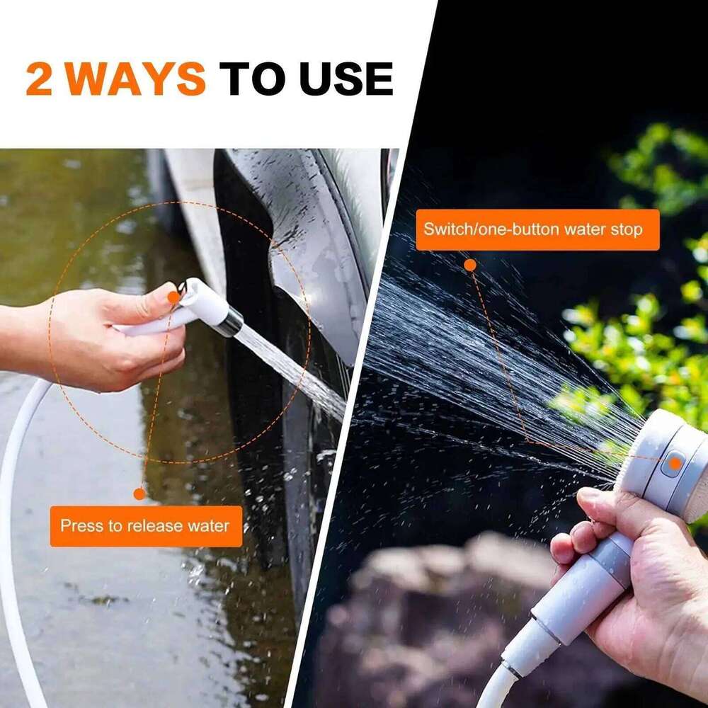 Electric Pump Rechargeable Camping Portable Outdoor Shower Head Sprayer for Hiking Car Wash Pet Cleaning