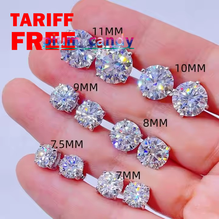 Ready to Ship Wholesale Price Classic Design 925 Sterling Silver Screw Back GRA Certificated Diamond Moissanite Stud Earrings