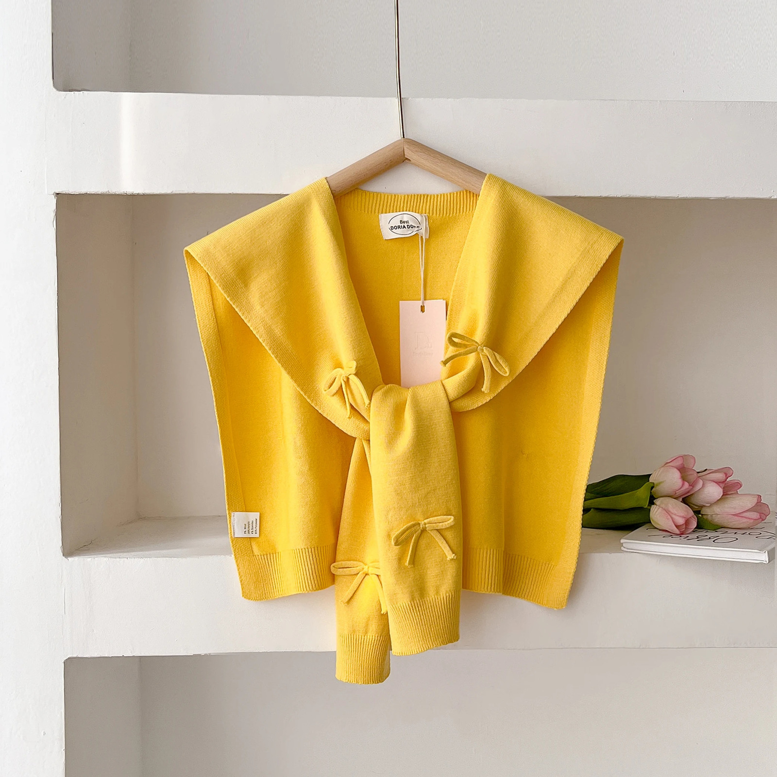 Korean Knitted Shawl Summer Air Conditioning Fake Collar Neck Guard Knit Thin Knotted Cape Shoulder Scarf For Women 260325