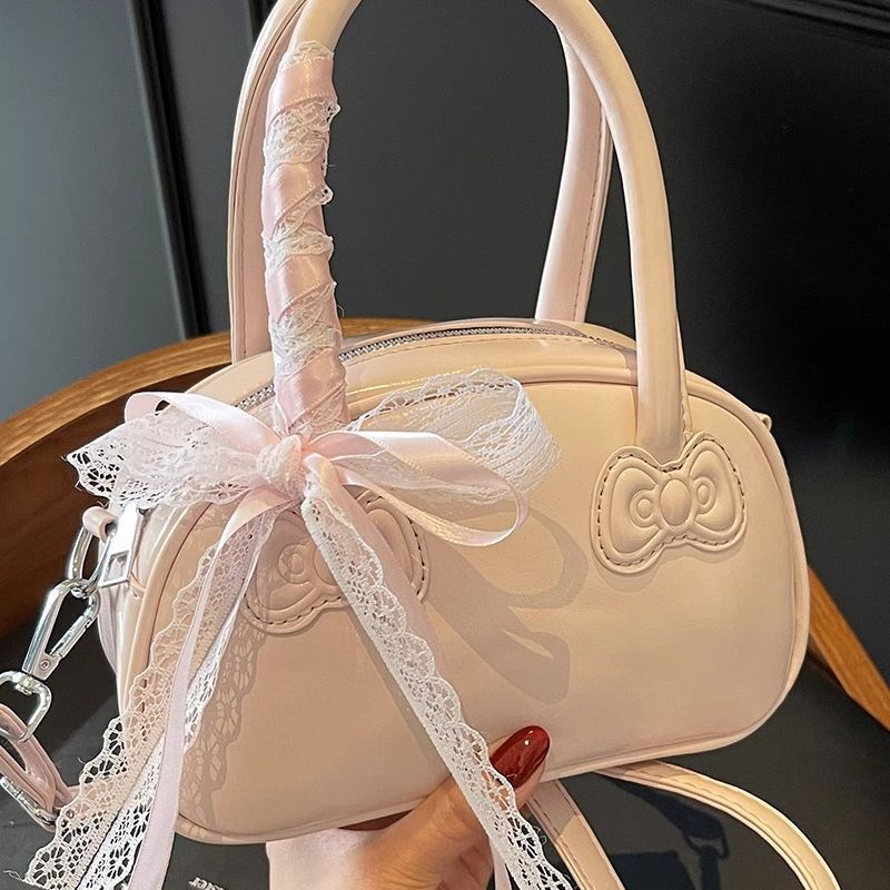 Korean Handheld Red for Women 2025 New Trendy Fashion Small Square Versatile Ins Style Crossbody Bowling Bag