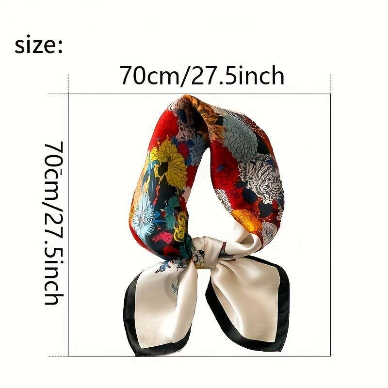 Elegant Bohemian Floral Print Scarf Smooth Non-Stretch Tassel Neck Wrap, Black Gray Versatile For Streetwear, Parties, Weddings, Daily Outfits Liuyuem