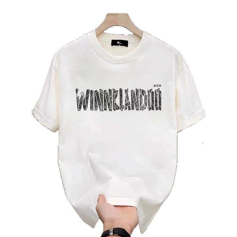 Trendy brand stylish printed short-sleeve T-shirt for men, new summer Korean version, loose fit, heavyweight half-sleeve base shirt