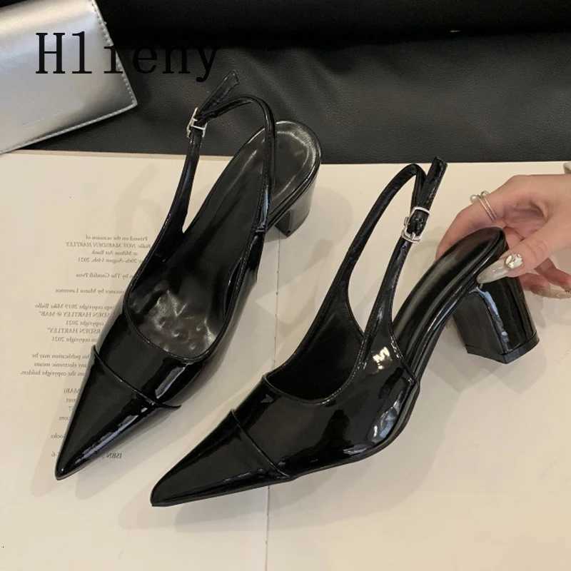 Hlieny Fashion Back Buckle Strap Women Pumps Pointed Toe Patent Leather Sexy Slingback Sandals High Heels Wedding Shoes Bride Z260330