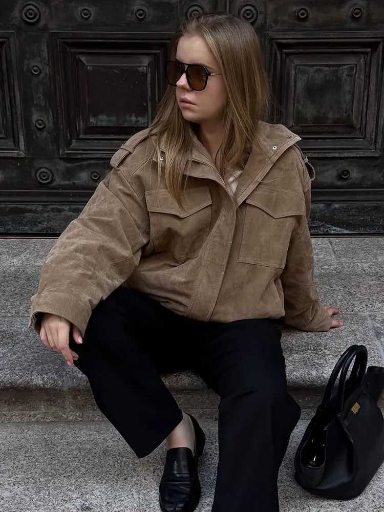 HH Autumn Jacket For Women Long Sleeve Zipper Overcoat Bomber Jackets Loose Coats With Pocket Female 2025 Fashion Lady OutwearT260328