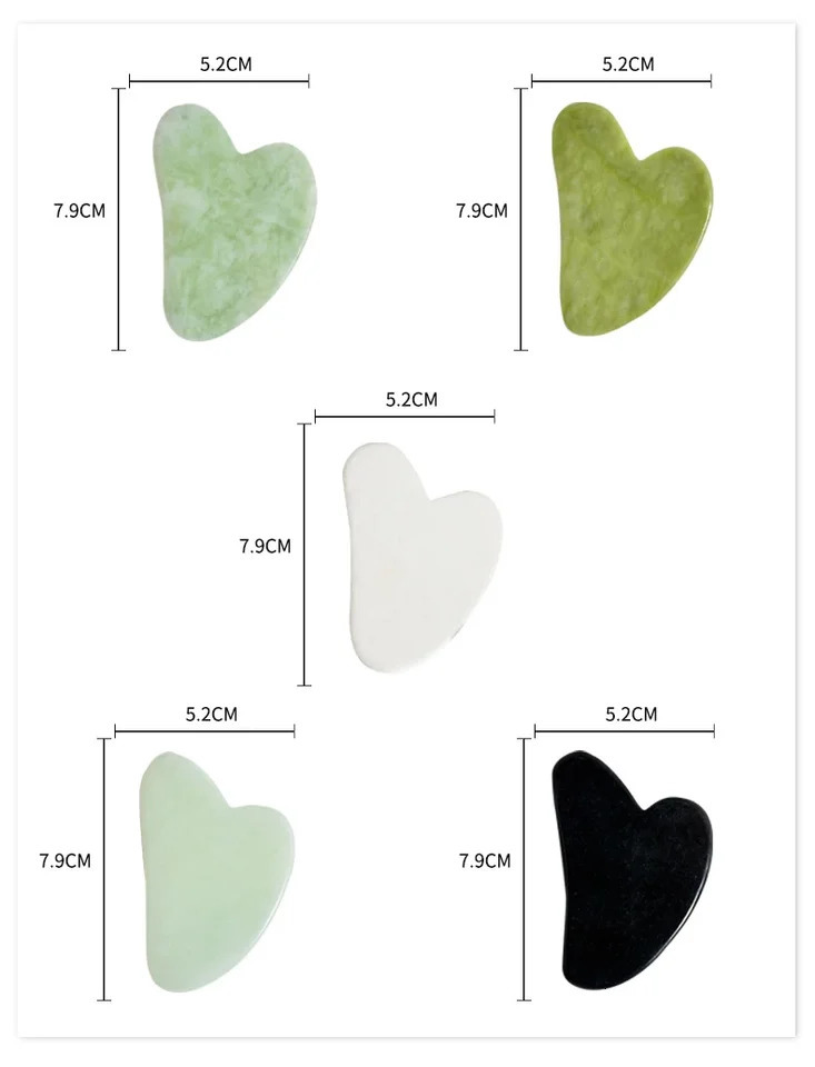 5-Color Option Heart-Shaped Jade Gua Sha Scraping Board Massage Tool - Black White Green Blue - Scraping Massager 260316