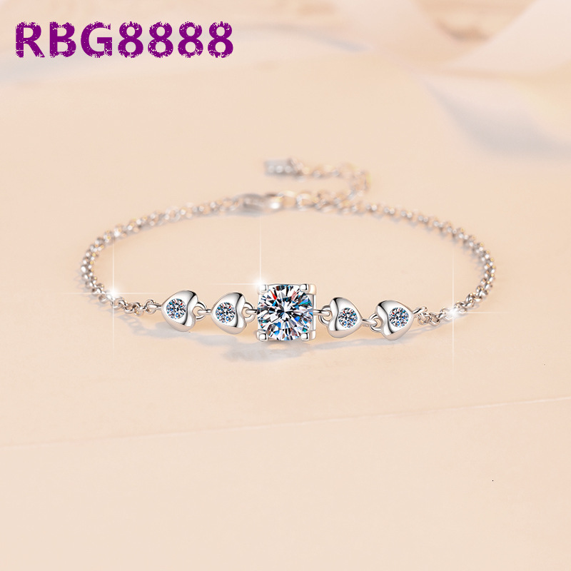 Chic Square Halo Heart Bracelet S925 Sterling Silver Plated 18K Gold Brilliant Cut Moissanite Jewelry for Women