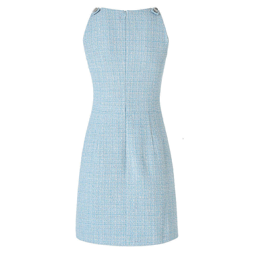 High A10 quality woolen summer designer refreshing off shoulder sleeveless vest slim fit social style tight dress
