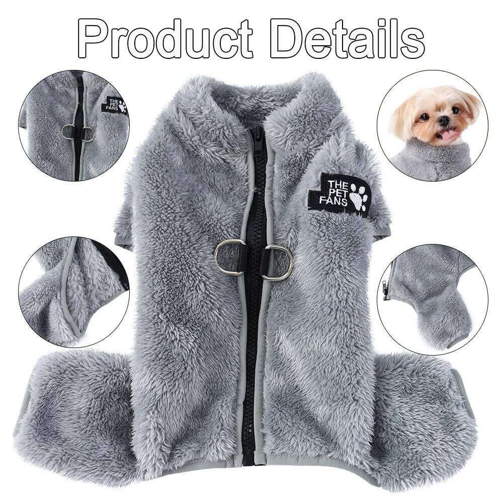 Winter Fleece Pet Jumpsuit For Small Medium Dogs Winproof Puppy Soft Warm Clothing with D-ring Chihuahua Yorkshire Pug Overalls